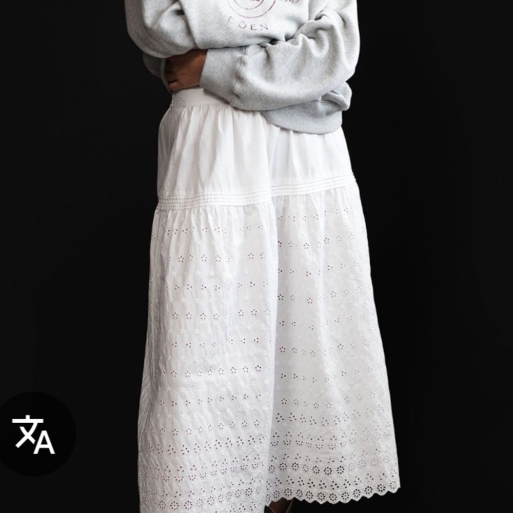 White midi eyelet skirt